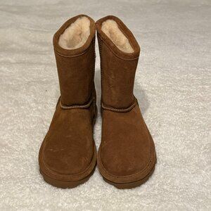 BearPaw Boys Fuzzy Sheepskin Boots - Size 1